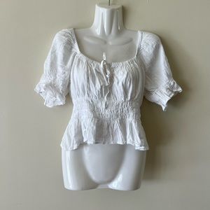 Womens cinched waist cropped blouse womens size medium